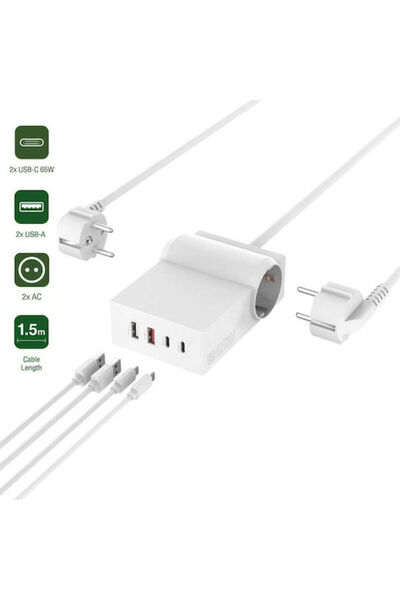 4smarts Βάση Φόρτισης GaN με 2 Θύρες Εξόδου USB-A και 2 Θύρες Εξόδου USB-C, Π...