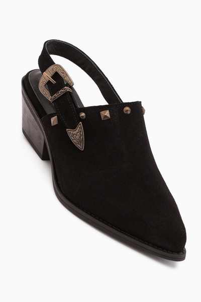 Limoya Tima Genuine Leather Black Heeled Women's Sandals