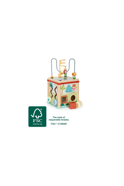 Small Foot Cub educativ din lemn Prieteni din junglă