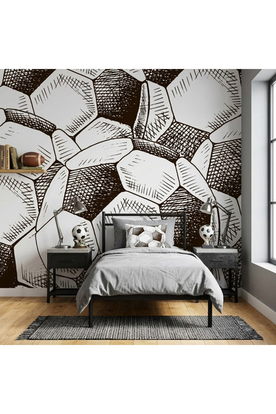 DecorDrive 3D Soyut Geometrik Futbol Topu Desenli Duvar Kağıdı