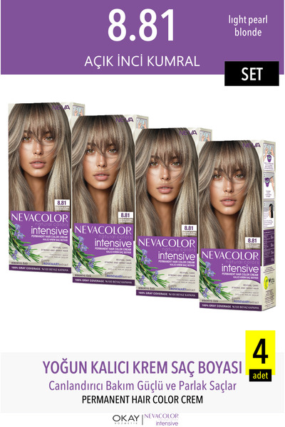 Neva Color Natural Colors INTENSIVE 8.81 AÇIK İNCİ KUMRAL set ( 4 ADET )
