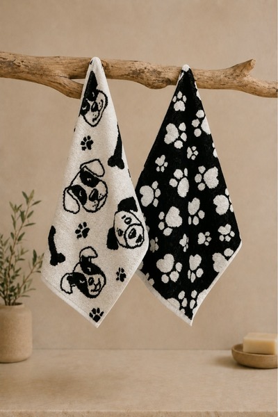Modamina Set of 2 100% Cotton Patterned Hand, Face, and Head Towels |   50X70...