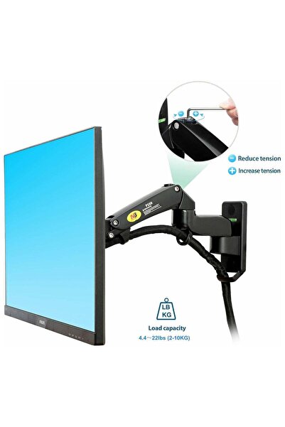 NB Ergonomic حامل تلفزيون F150-B للتثبيت على الحائط مع محور دوار كامل الحركة للشاشات من 17 إلى 35 بوصة (سعة تحميل من 6.6 إلى 26.4 رطل) وتمديد مزدوج