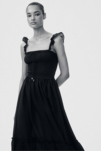 H&M Frill-trimmed smocked-bodice dress