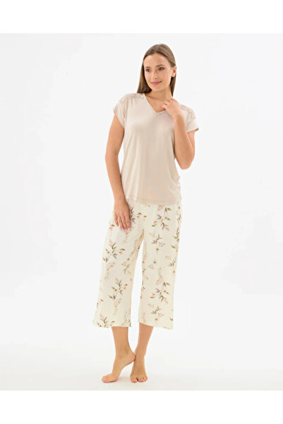 Sevim 17559 Women's Short Sleeve Capri Set