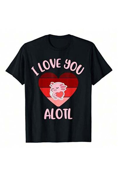 45 BPM تي شيرت عيد الحب I Love You Alotl Axolotl، 220 جرام من القطن الخالص، ب...