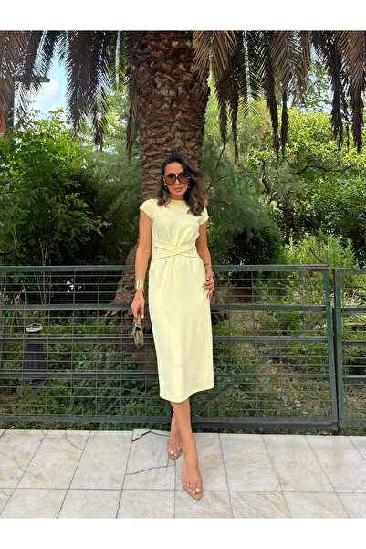 Glow Women sarı bel elbise