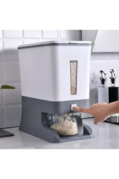 Generic موزع أرز وحاوية تخزين سعة 10 كجم مع زر ضغط وكوب قياس