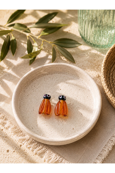 ADAMODART Handmade Murano Glass Amber Cicada Beads (2 Pieces)