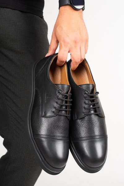 Fame Step Genuine Leather Men's Classic Shoes Comfort Lace-Up Black Brown Vittoria