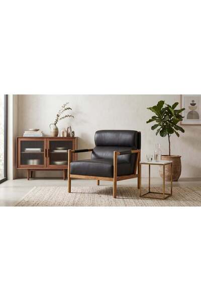 Roots Furniture Cove Black Leather Accent Chair
