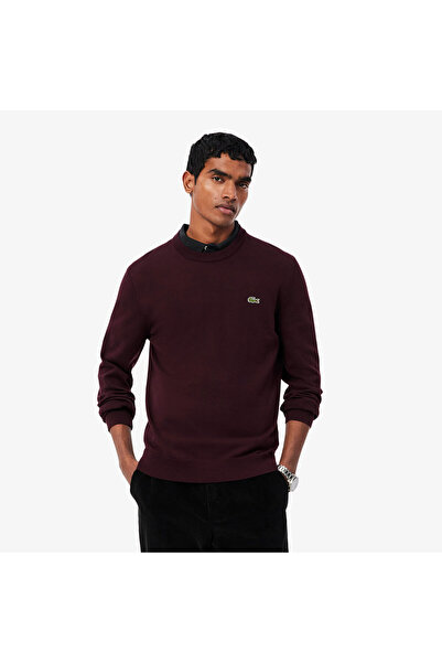 Lacoste Erkek Regular Fit Bisiklet Yaka Bordo Kazak