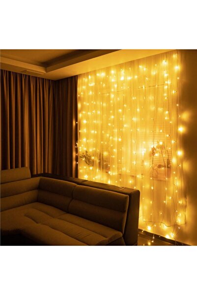 GIMASE Светеща завеса гирлянд 300 LED диода, 3x3м, за вътрешна употреба, USB ...