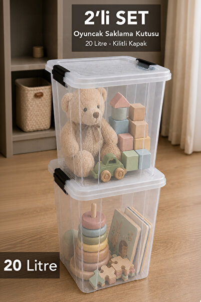 Meleni Baby 2-Piece Deep Toy Organizer - Lockable Storage Box Children's Room...