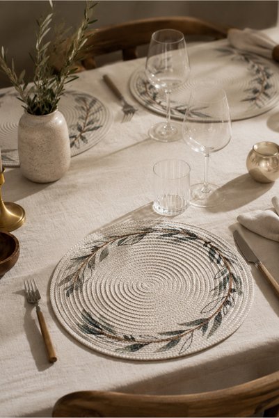 Venita Home 2 Pieces White Color Handmade Digital Printed Plate, American Style 34cm