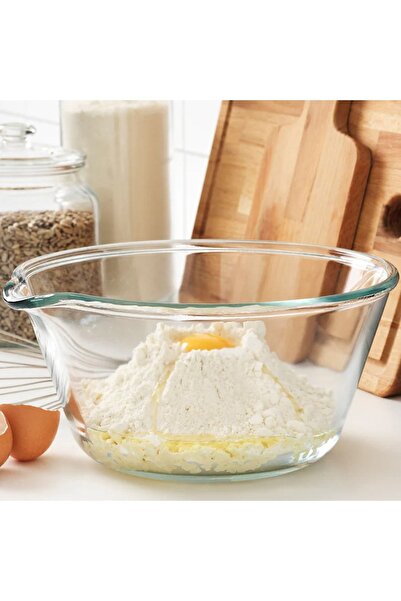 IKEA Qui̇ck 26 cm Glass Bowl with Spout for Mixing Doughs and Mixing Containers