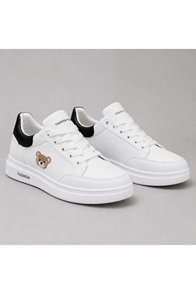 Generic Women's White Casual Sneakers with Bear Embroidery – Lightweight Lace...