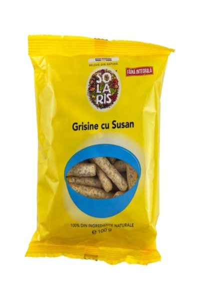 SOLARIS Grișine cu făină integrală și susan, 100 g – Gustare crocantă, de pos...
