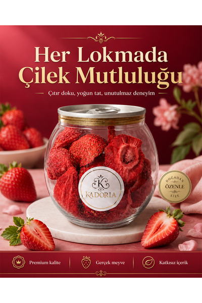 Çilek Kuru Meyve Cipsi - Dondurularak Kurutulmuş Freeze Dried Çıtır Çilek