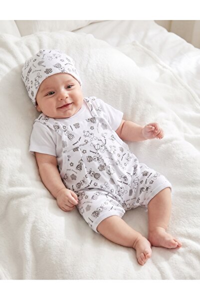 MiniKids Set 3 piese bebelusi animalut, alb-gri