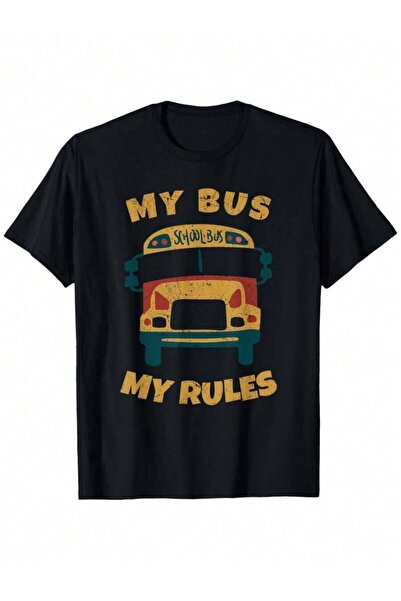 29CUN تي شيرت My Rules Driver - تي شيرت برسومات مدرسية مضحكة مع رقم الحافلة م...
