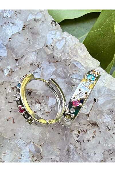 Merishe Jewerly أقراط فضية متعددة الألوان من حجر الزركون مضادة للحساسية ولا ت...