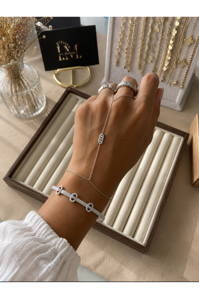 IM ATELIER Silver Taş Detaylı Zarif Şahmeran El Zinciri