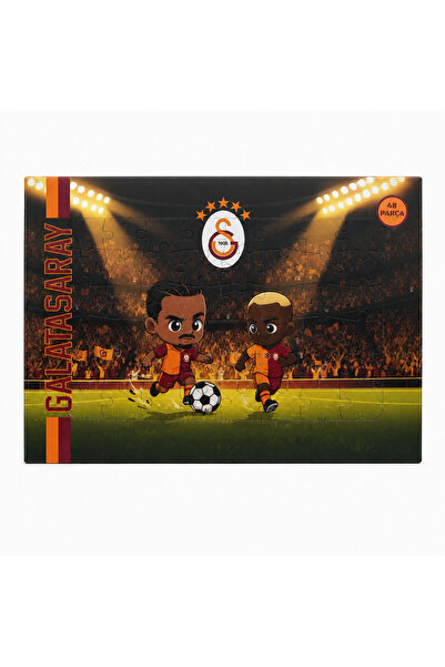 Galatasaray Lisanslı 48 Parça Puzzle - Sané ve Osimhen İllüstrasyonlu Çocuk Y...
