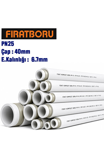 FIRAT PN25 Kompozit PPRC Boru 40mm 4mt, Cam Elyaf Takviyeli, 7B00023040