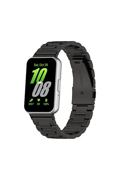 Techsuit Μαύρο λουράκι από ανοξείδωτο ατσάλι (Galaxy Fit3)