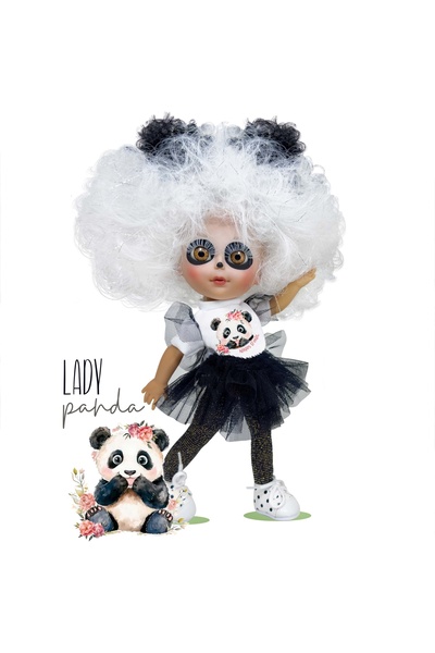 Nines D'Onil Papusa Nines D’Onil, Dainty Lady Panda, din vinil, cu tematica u...