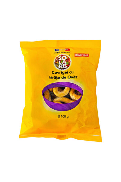 SOLARIS Covrigei cu tărâțe de ovăz, 100 g – Gustare crocantă, de post, bogată...