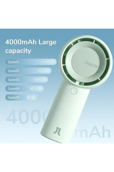 JISULIFE مروحة توربو محمولة باليد [وقت تبريد يصل إلى 16 ساعة] صغيرة الحجم، قا...