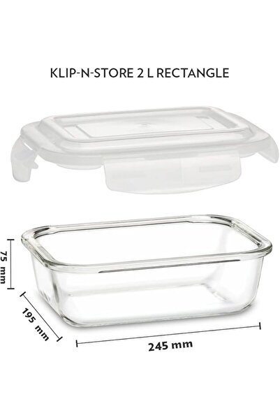 Borosil KLIP-N-STORE RECTANGULAR GLASS STORAGE CONTAINER WITH AIR TIGHT LID F...