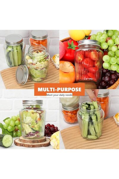 NALACAL 4-Pack Vintage 500ml Glass Mason Jars with Lids – Ideal Canning and P...