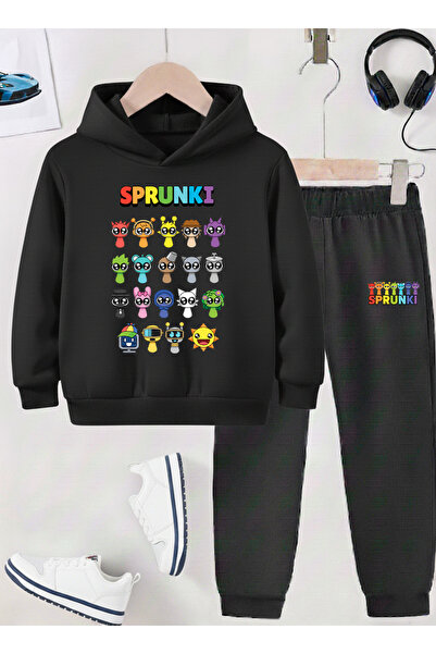 STİL-X طقم بدلة رياضية للأطفال مطبوع من SPRUNKI، قماش ناعم مزخرف، للجنسين