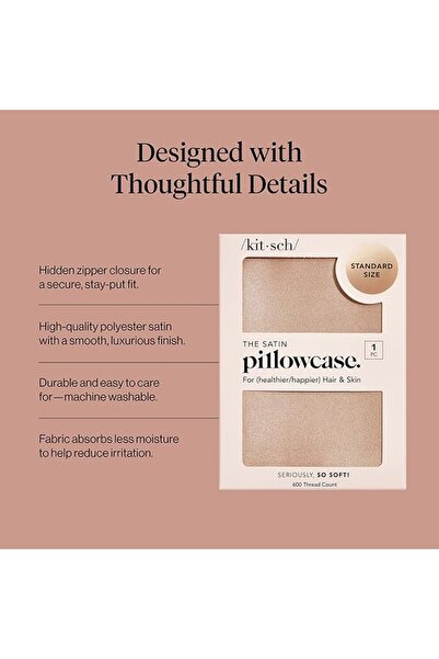 Kitsch Satin Pillowcase for Hair & Skin - Softer Than Silk Pillowcase for Hai...