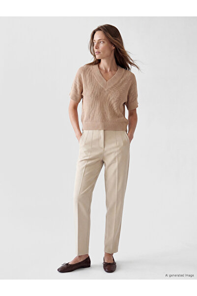 LC Waikiki Nevavm High Waist Cigarette Fit Women's Trousers with Difference