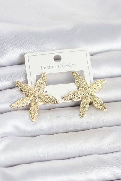 DMR Elegance Gold Color Brass Starfish Model Women's Earrings