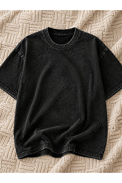 HOFFNUNG Unisex Oversize Vintage Washed Street Style Μόδα του δρόμου Βαμβακερ...