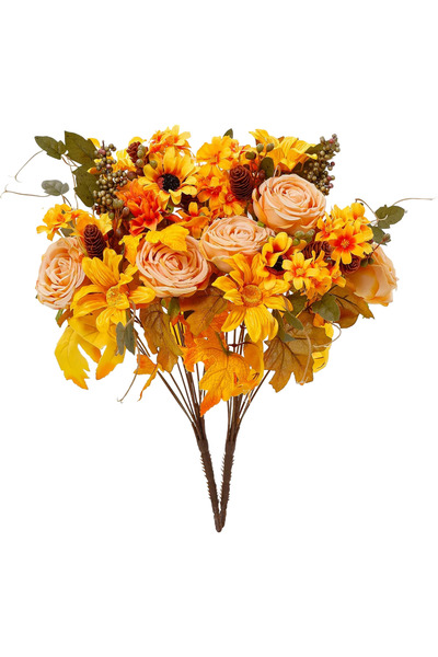 OEM Flori artificiale Set buchet de toamnă 2 bucăți Portocaliu 47,5 cm