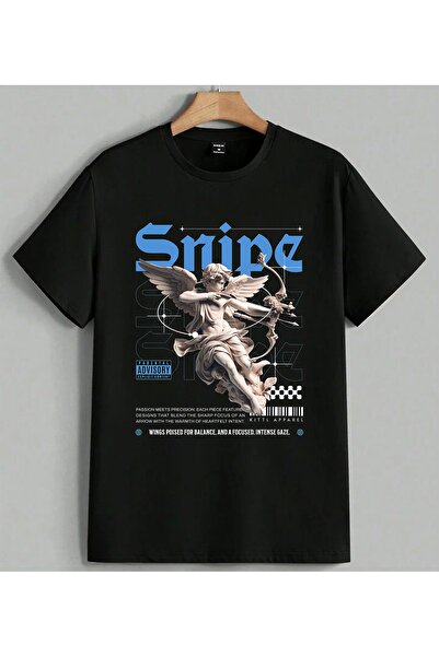 ELFERA Snipe Music Melek Cupid Rap Printed Unisex Oversize T-Shirt Black