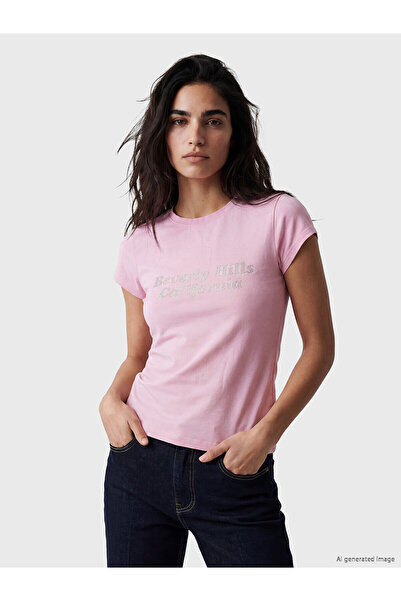 LC Waikiki Trendlucky with a Difference Beverly Hills Stone Printed Women's T...