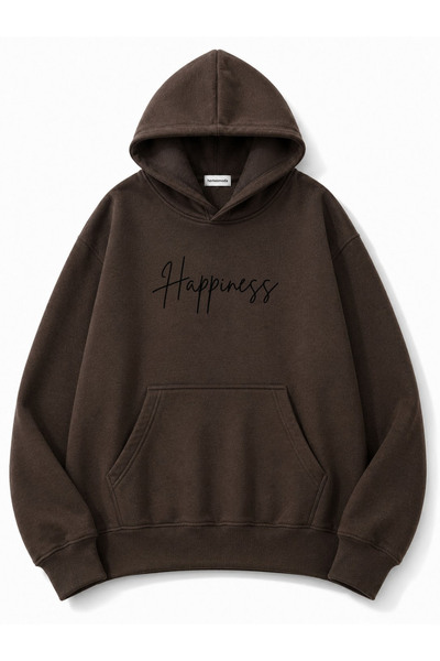 herkesemoda Hanorac cu glugă imprimat Happines, cu 2 fire, tip Rasteron
