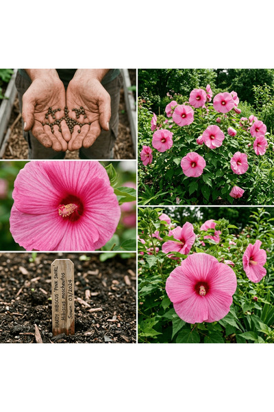 Bloom & Sow Seed بذور الكركديه الوردي ذو الزهور الكبيرة (Hibiscus moscheutos)...
