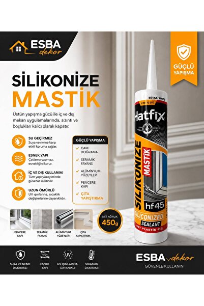 Hatfix HF45 Silikonize Mastik Beyaz 450 gr Çıta,PVC, Ahşap ve Derz Dolgu Mastiği