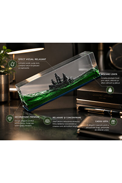 Generic Brand Slow Moving Liquid and Ship Decoration, Relaxing Ornament for O...