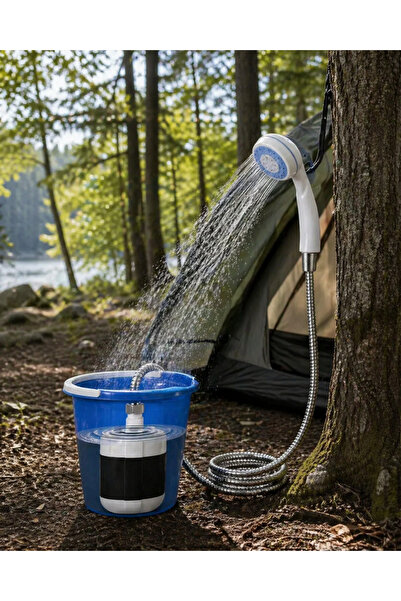 teknodayım Portable Camping Shower with Water Pump Portable Outdoor Shower Set