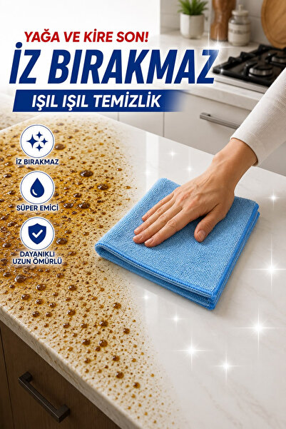 SİLVER HOME 3'lü Çok Amaçlı Mikrofiber Temizlik Bezi 40x40 cm Süper Emici Çamaşır Suyuna Dayanıklı