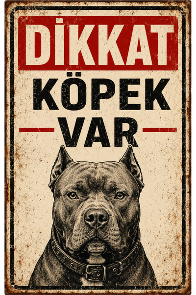 Lucena Retro Caution Dog Present Pitbull Metal Warning Sign Decorative Wall S...